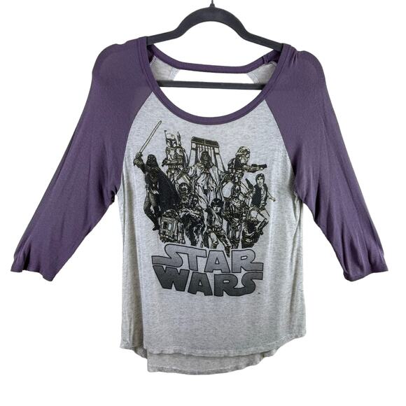 Star Wars Super Lightweight Sheer 3/4 Sleeve Pullover Baseball T-Shirt Size S - Picture 1 of 4